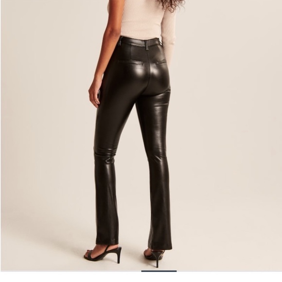 Abercrombie The Skinny Ultra High Rise Leather Split Hem Pant - Picture 2 of 8